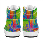 Colorful Buddha Print High Top Leather Sneakers