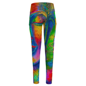 Colorful Buddha Print High-Waisted Pocket Leggings