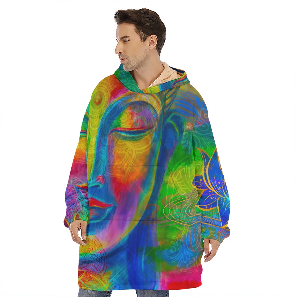 Colorful Buddha Print Hoodie Blanket