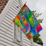 Colorful Buddha Print House Flag