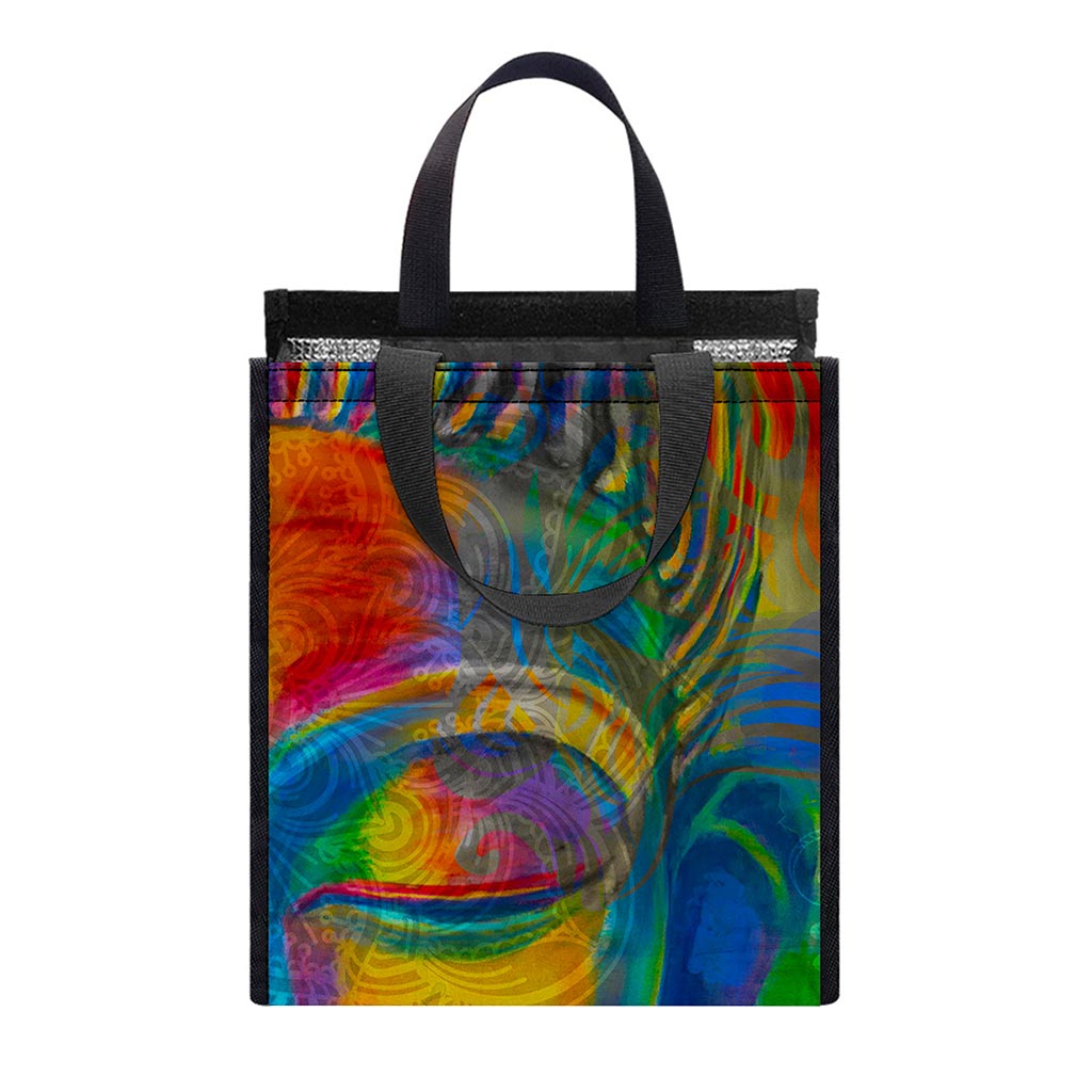 Colorful Buddha Print Insulated Lunch Tote