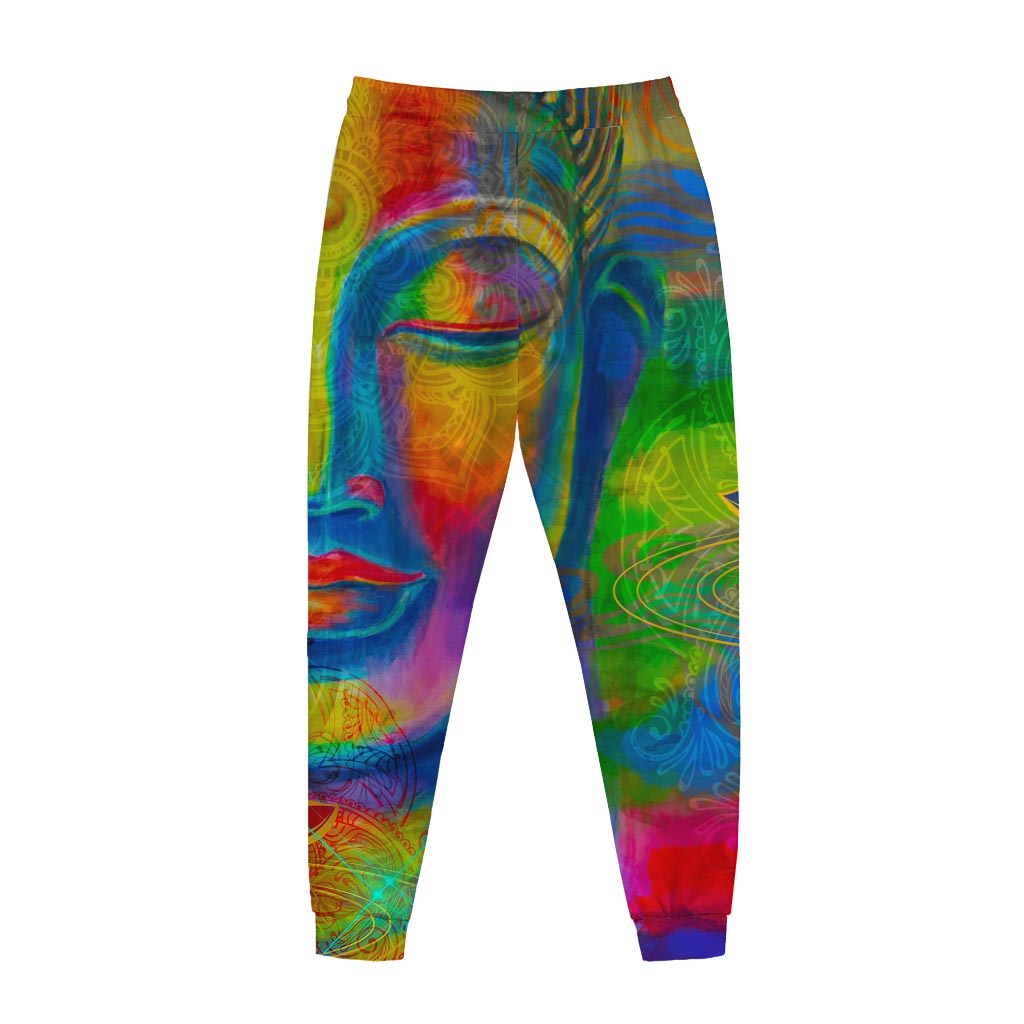 Colorful Buddha Print Jogger Pants