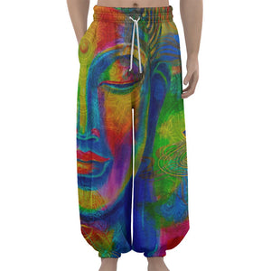 Colorful Buddha Print Lantern Pants