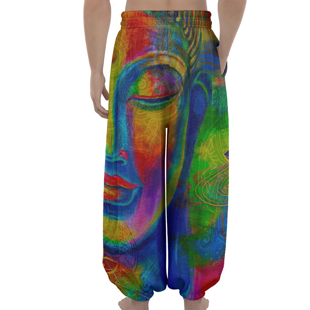 Colorful Buddha Print Lantern Pants