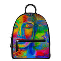 Colorful Buddha Print Leather Backpack