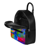 Colorful Buddha Print Leather Backpack