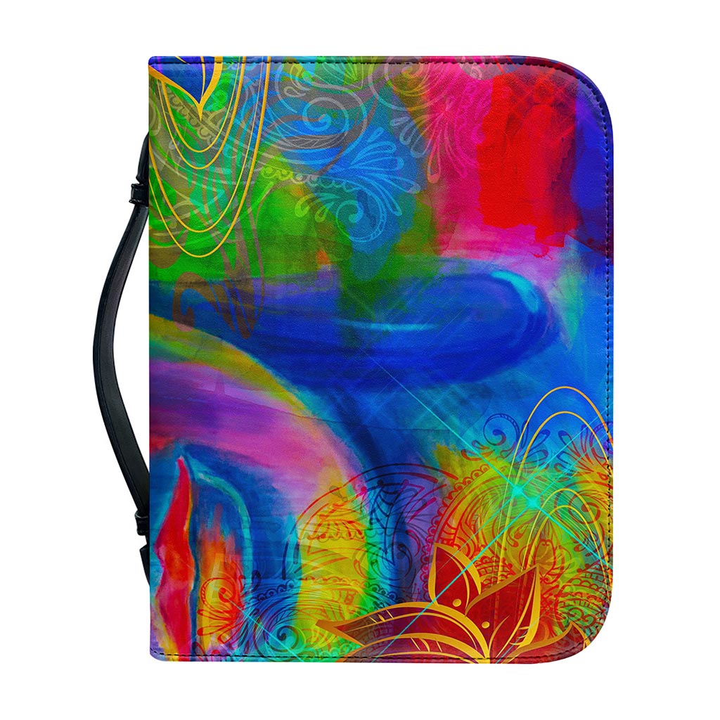 Colorful Buddha Print Leather Bible Cover