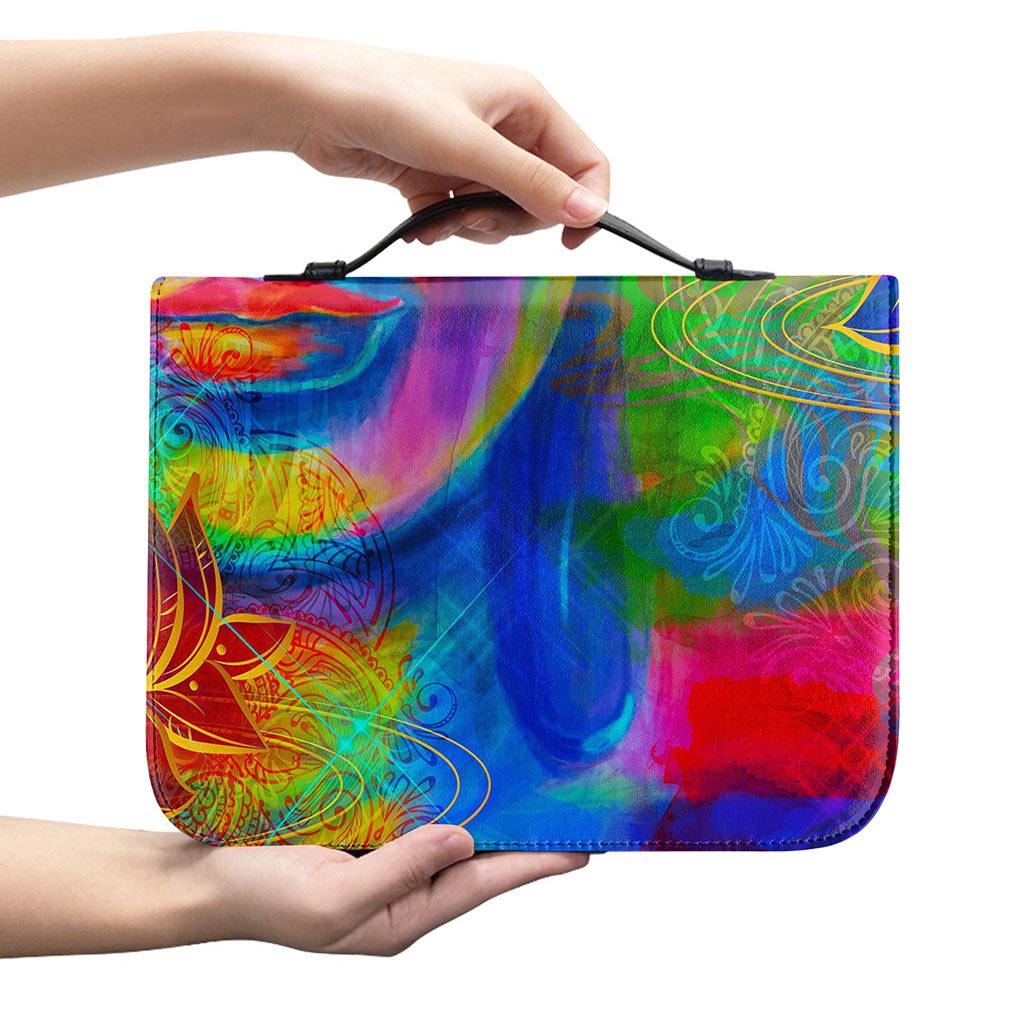 Colorful Buddha Print Leather Bible Cover