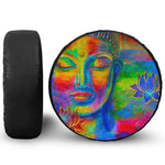 Colorful Buddha Print Leather Spare Tire Cover
