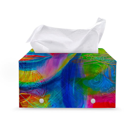 Colorful Buddha Print Leather Tissue Box Cover