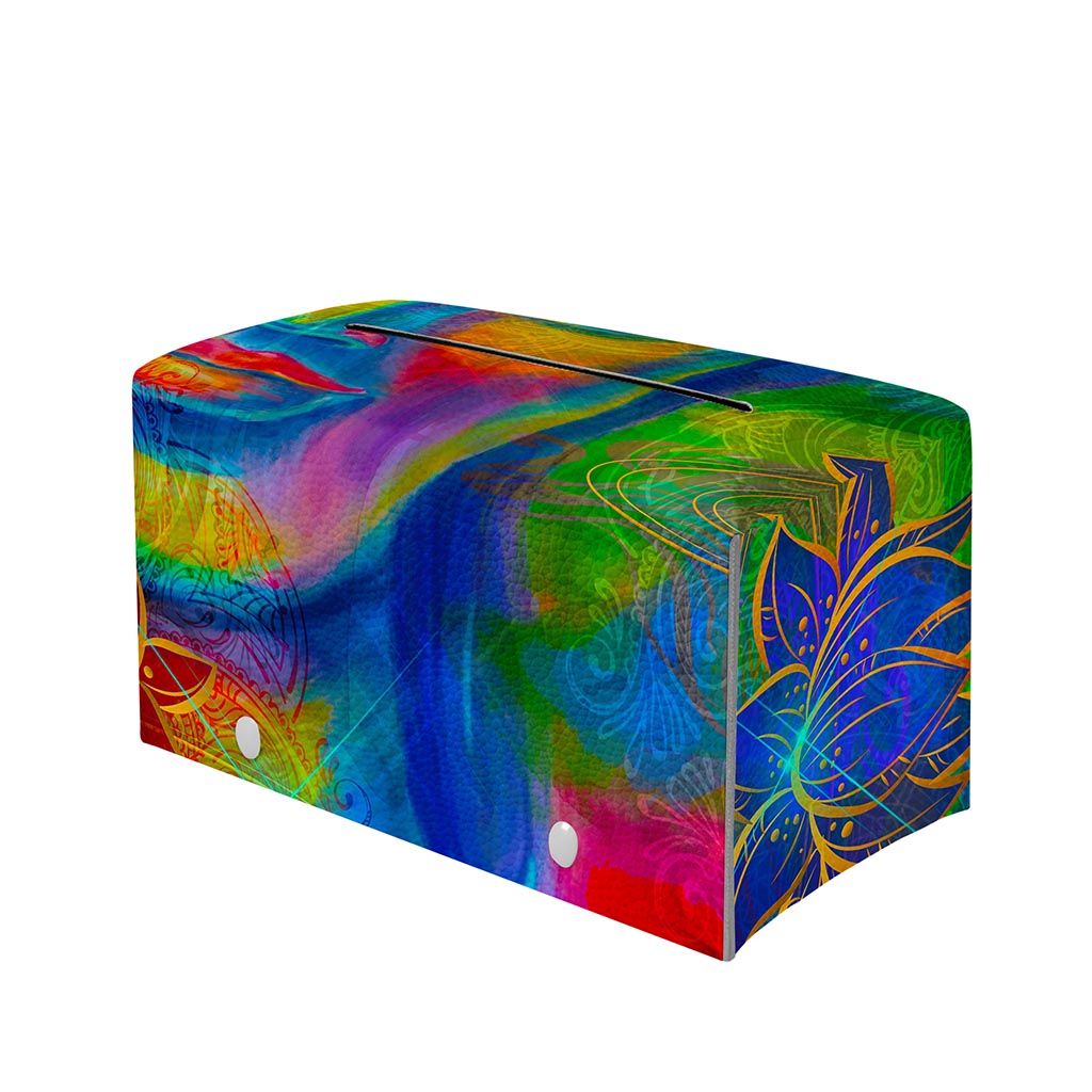 Colorful Buddha Print Leather Tissue Box Cover