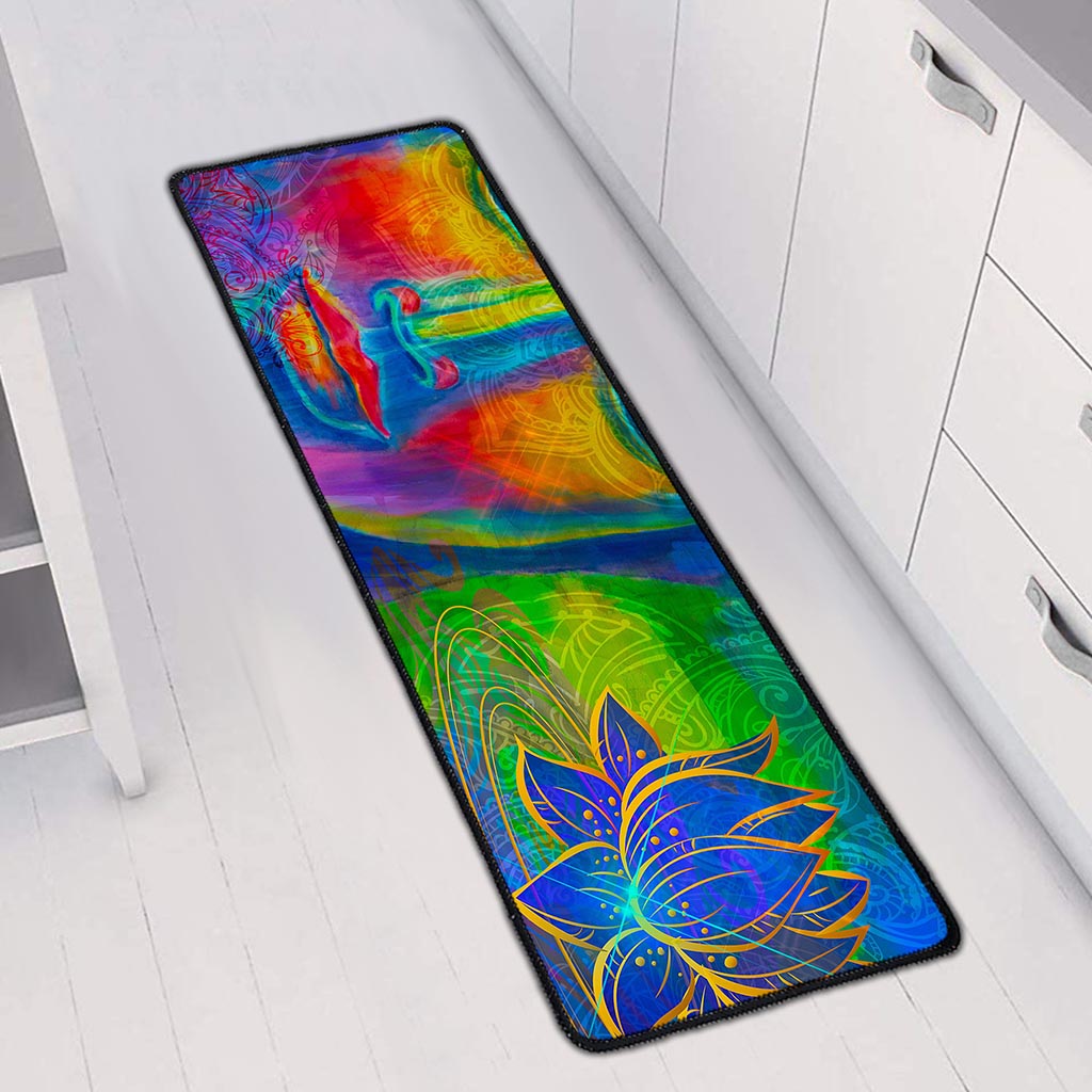 Colorful Buddha Print Long Kitchen Mat