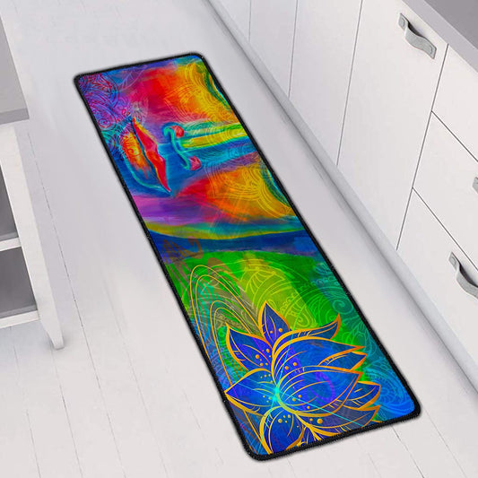 Colorful Buddha Print Long Kitchen Mat