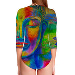 Colorful Buddha Print Long Sleeve Swimsuit