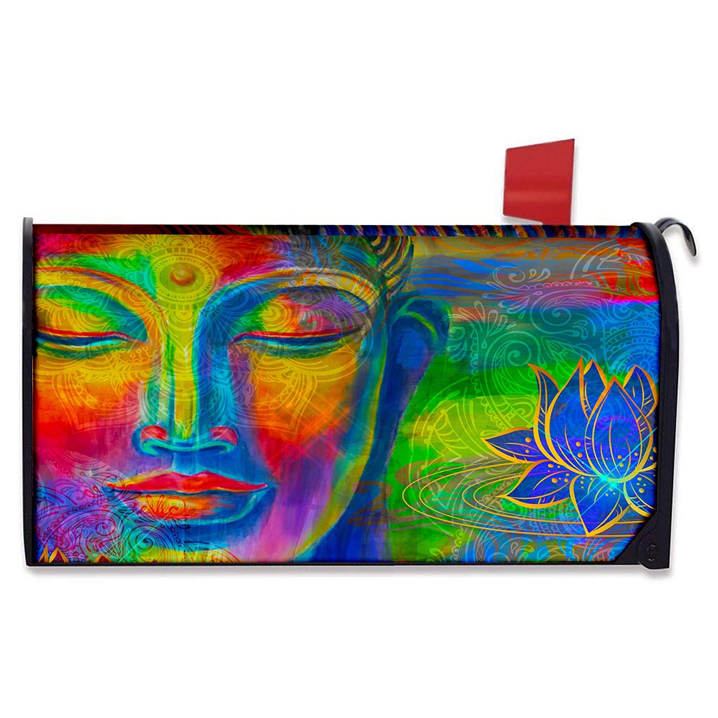 Colorful Buddha Print Mailbox Cover