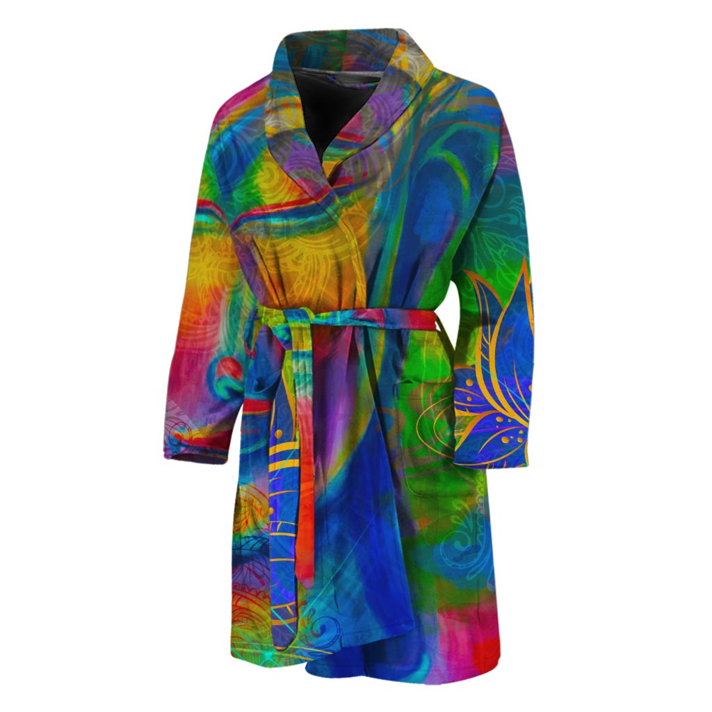 Colorful Buddha Print Men's Bathrobe