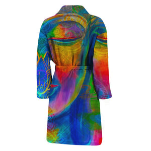 Colorful Buddha Print Men's Bathrobe