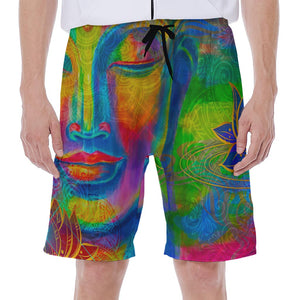 Colorful Buddha Print Men's Beach Shorts