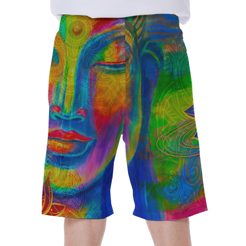 Colorful Buddha Print Men's Beach Shorts