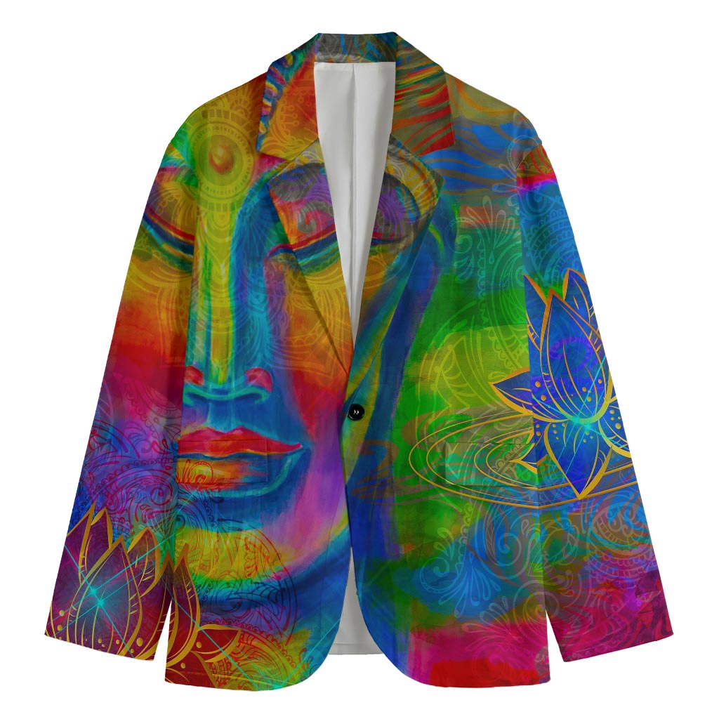 Colorful Buddha Print Men's Blazer