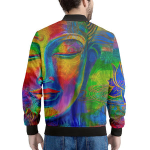 Colorful Buddha Print Men's Bomber Jacket