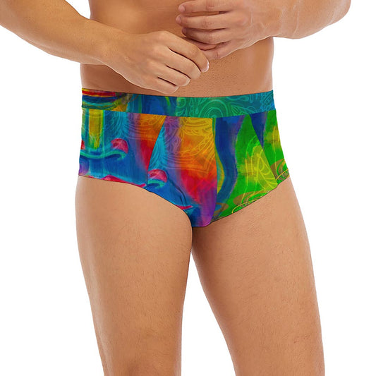 Colorful Buddha Print Men's Briefs