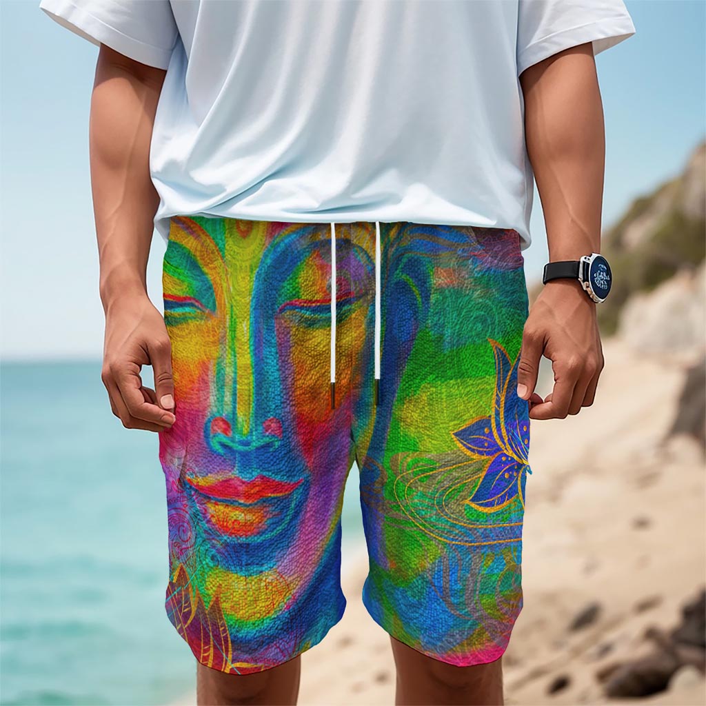 Colorful Buddha Print Men's Cargo Shorts