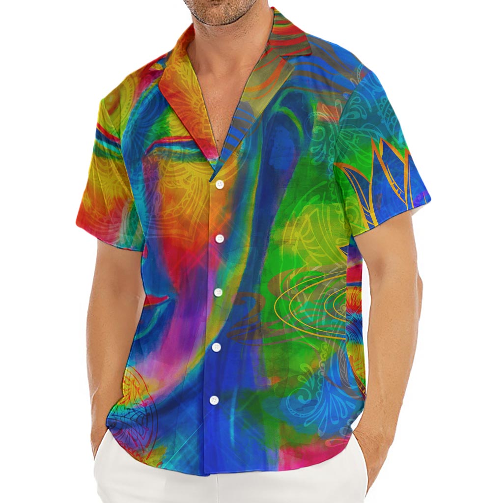 Colorful Buddha Print Men's Deep V-Neck Shirt