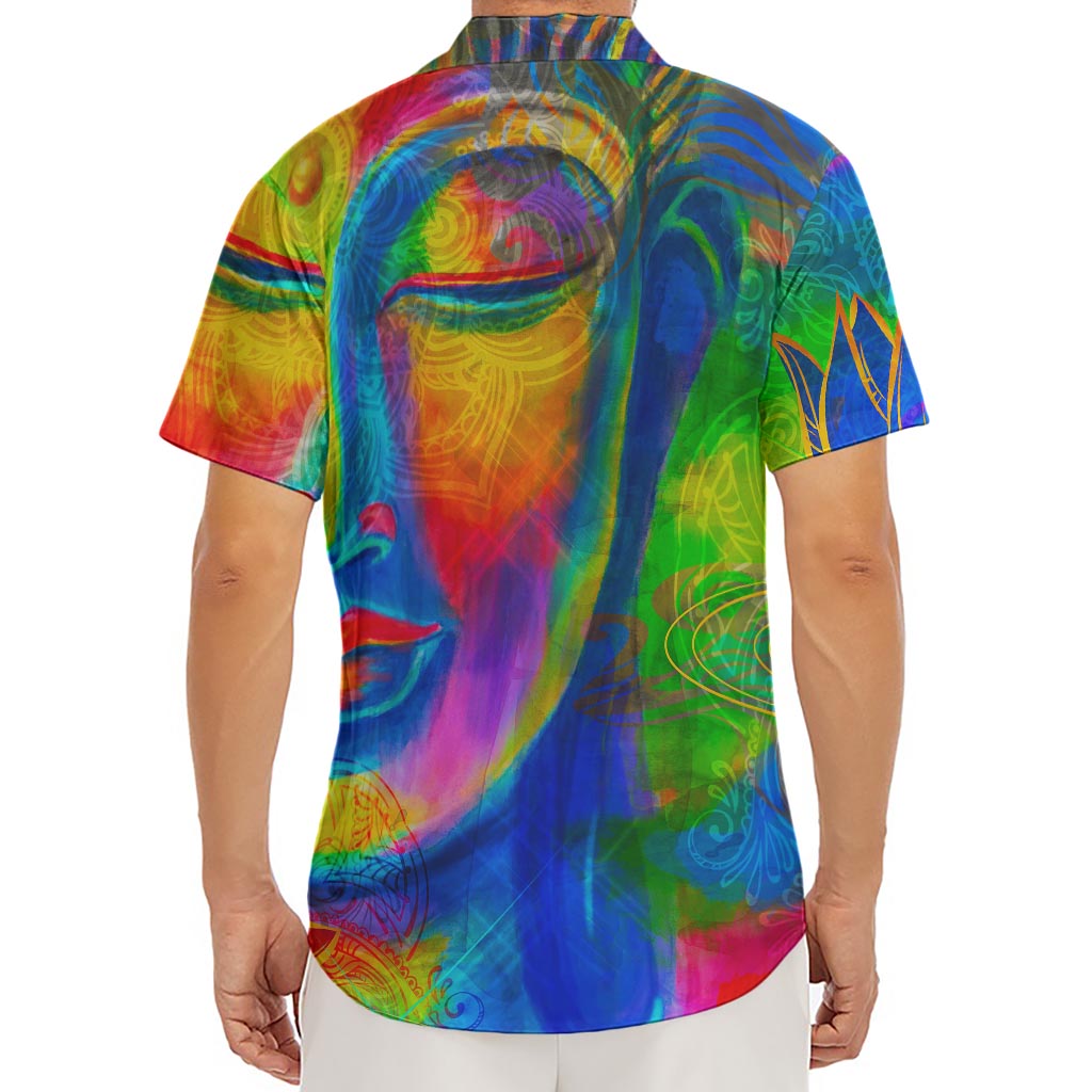 Colorful Buddha Print Men's Deep V-Neck Shirt