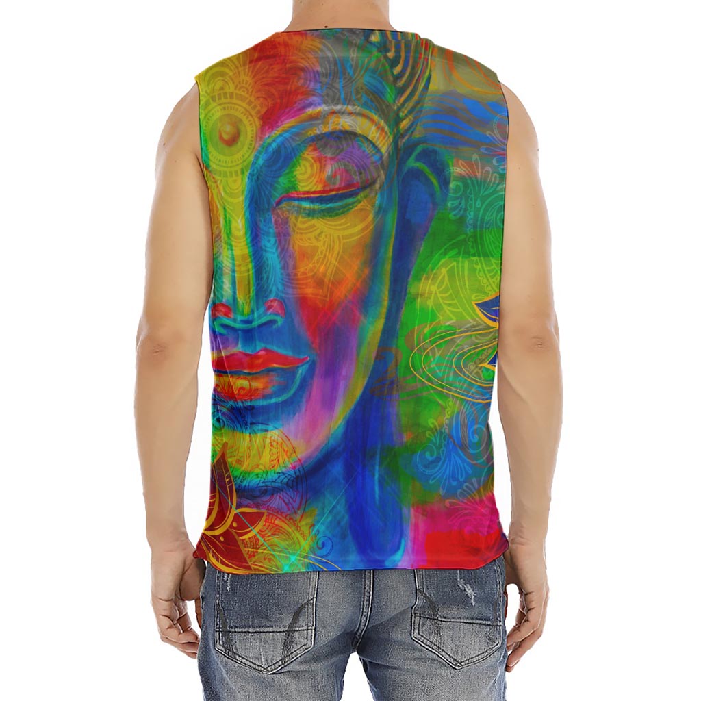 Colorful Buddha Print Men's Fitness Tank Top