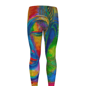 Colorful Buddha Print Men's leggings