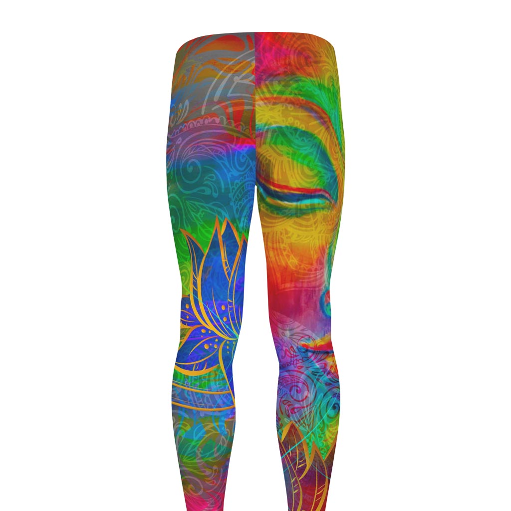 Colorful Buddha Print Men's leggings