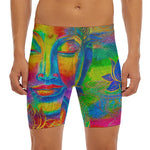 Colorful Buddha Print Men's Long Boxer Briefs