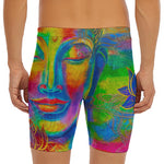 Colorful Buddha Print Men's Long Boxer Briefs