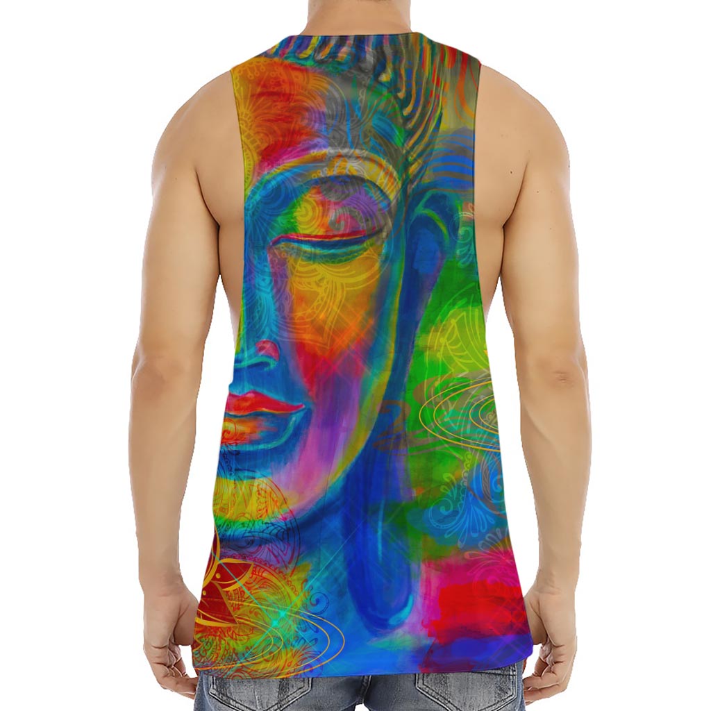 Colorful Buddha Print Men's Muscle Tank Top