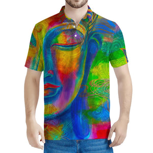 Colorful Buddha Print Men's Polo Shirt