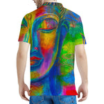 Colorful Buddha Print Men's Polo Shirt