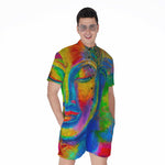 Colorful Buddha Print Men's Rompers