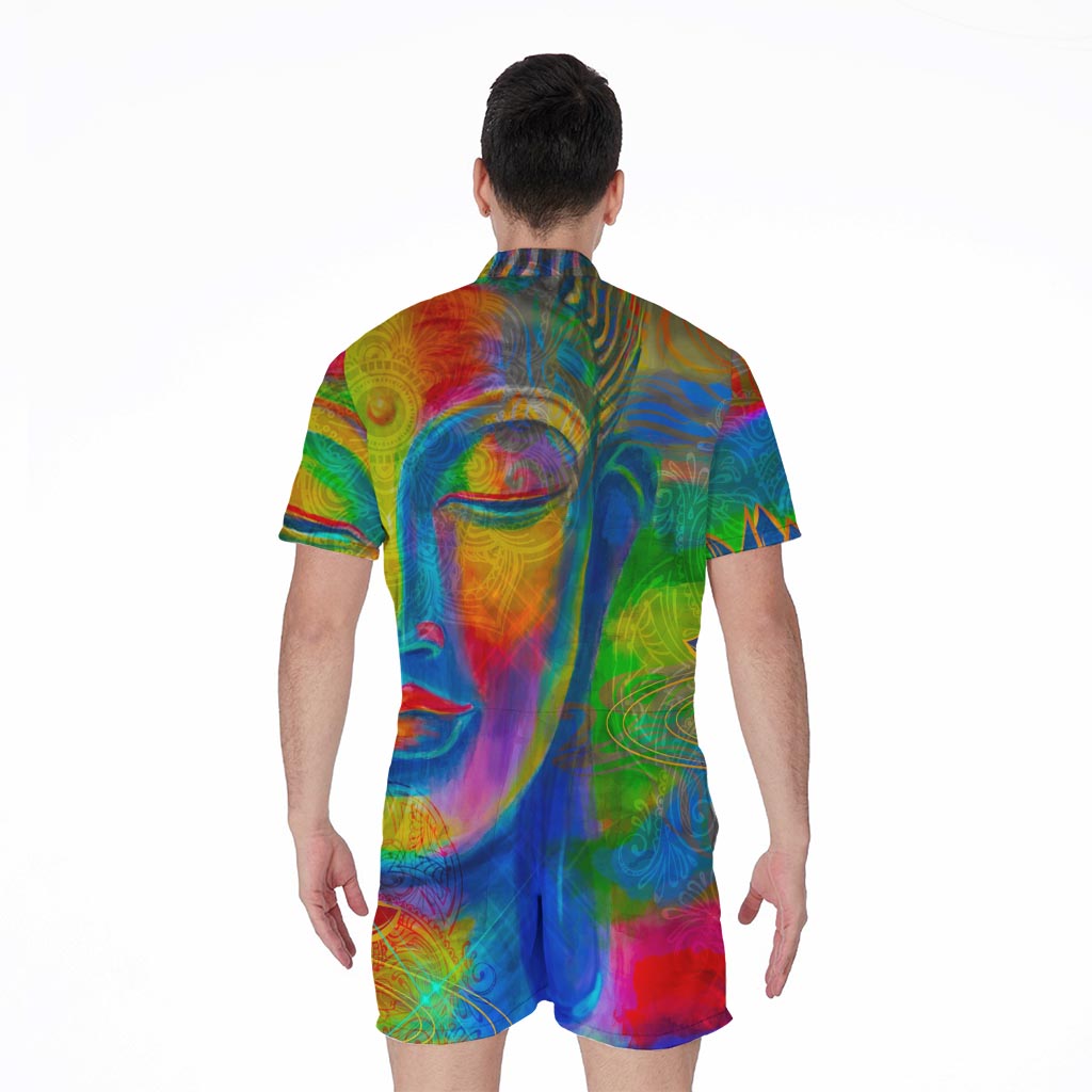 Colorful Buddha Print Men's Rompers