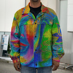 Colorful Buddha Print Men's Shirt Jacket