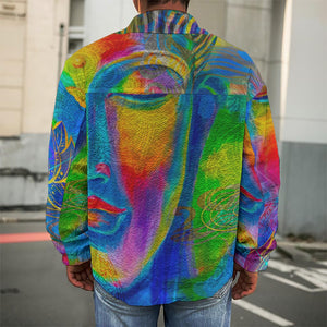 Colorful Buddha Print Men's Shirt Jacket