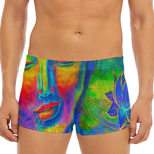 Colorful Buddha Print Men's Short Boxer Briefs