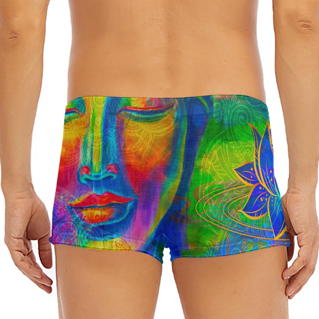 Colorful Buddha Print Men's Short Boxer Briefs
