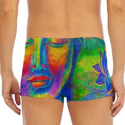 Colorful Buddha Print Men's Short Boxer Briefs
