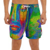 Colorful Buddha Print Men's Split Running Shorts