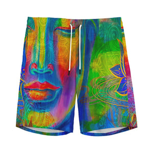 Colorful Buddha Print Men's Sports Shorts