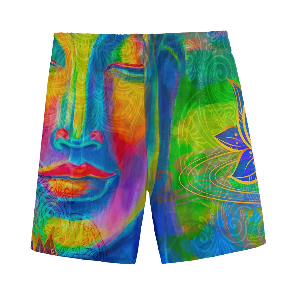 Colorful Buddha Print Men's Sports Shorts