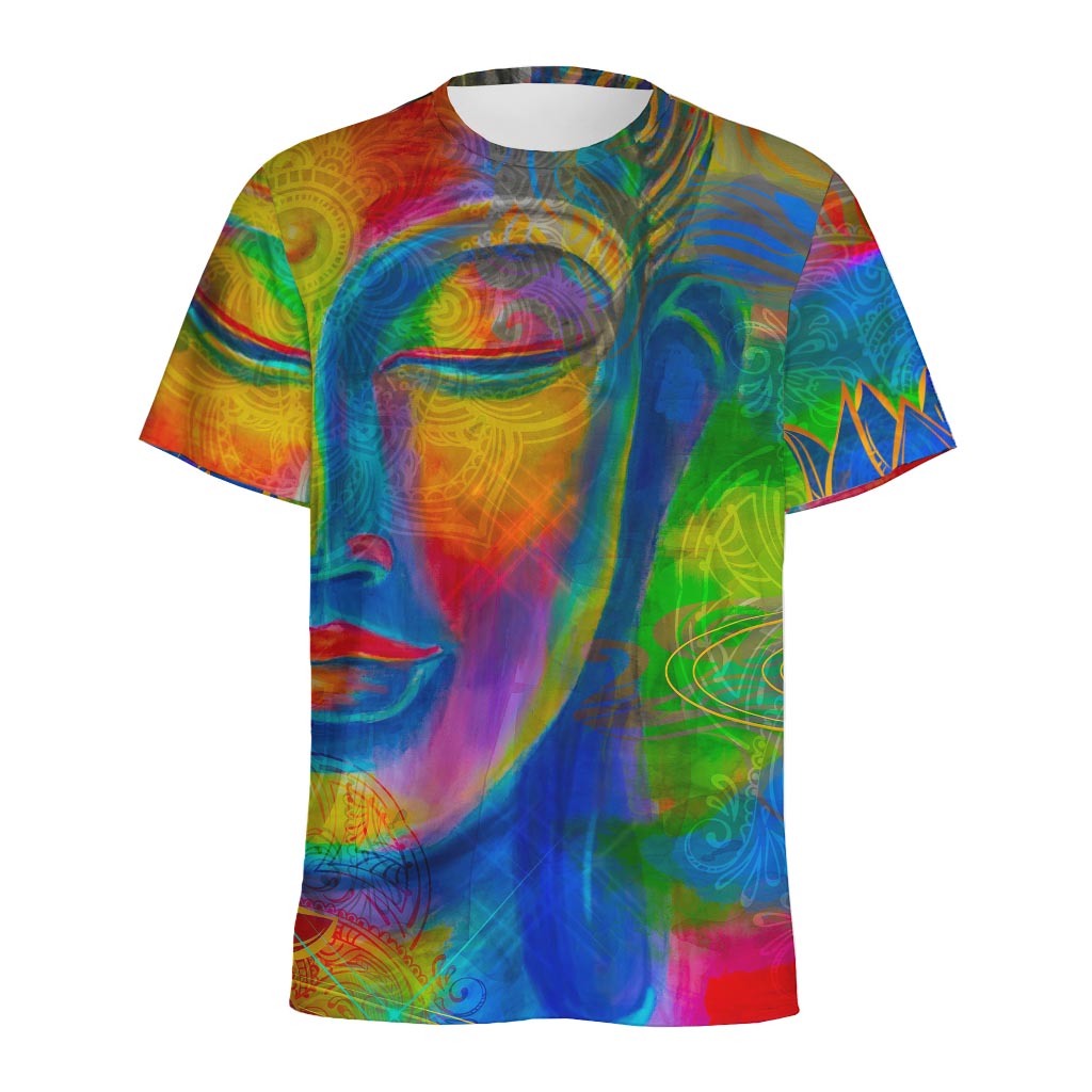 Colorful Buddha Print Men's Sports T-Shirt