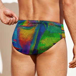 Colorful Buddha Print Men's Swim Briefs