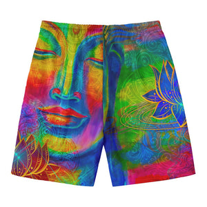 Colorful Buddha Print Men's Swim Trunks